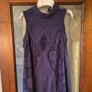 Altar’d State Blue Lace High Neck Mini Dress